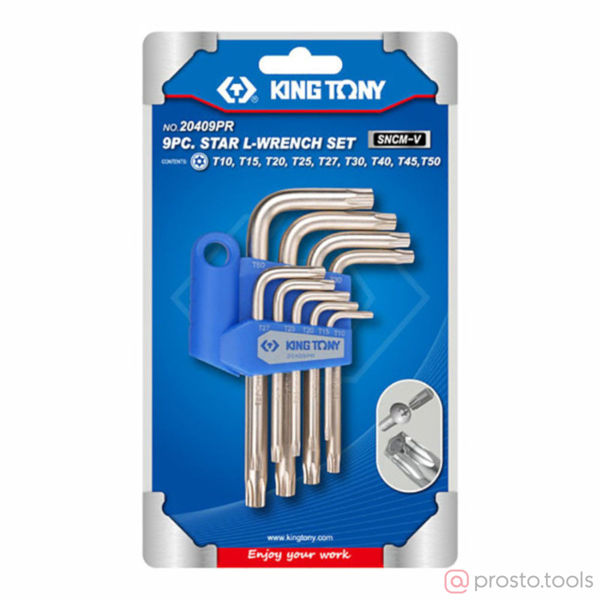 Изображение Набор ключей имбусовых TORX Т10-Т50 9шт. (KING TONY)