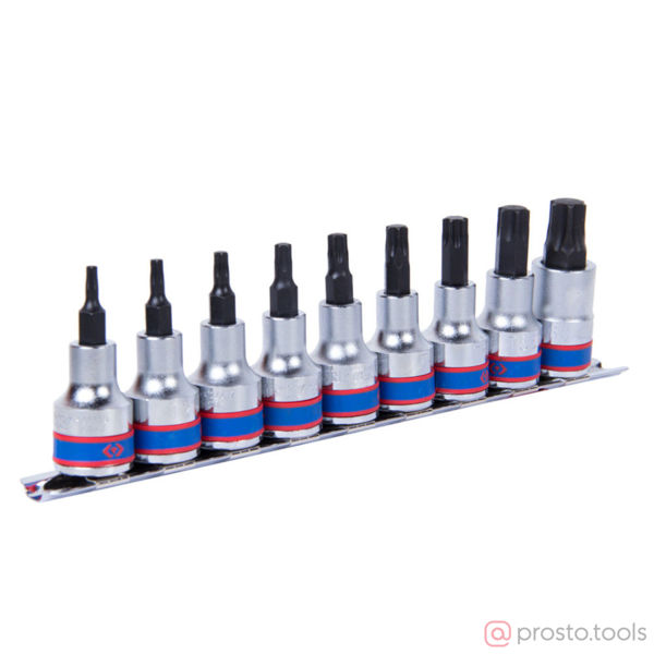 Изображение Набор головок со вставкой 1/2" TORX Т20-Т60 L=60мм 9 пред. //KING TONY