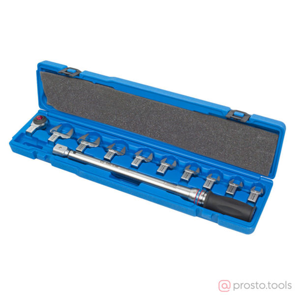 Изображение Ключ динамометрический 1/2" 40-200Нм с набором рожковых насадок 13-30 мм кейс (KING TONY)