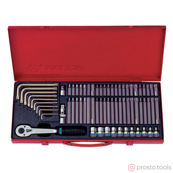 Изображение Набор вставок (бит) 3/8" TORX, SPLINE, HEX, 69пр. //KING TONY