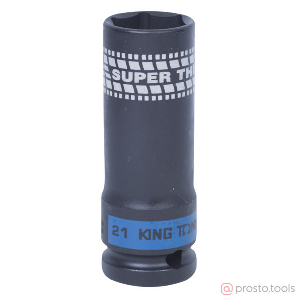 Изображение Головка ударная 1/2" 21мм 6-гран. глубокая тонкостенная (KING TONY)