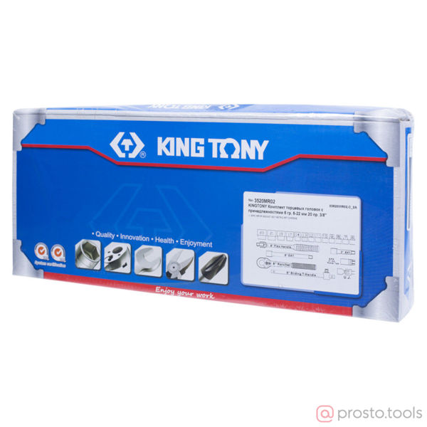 Изображение Набор головок 3/8" 6-22 мм 6-гран. 20 предметов //KING TONY