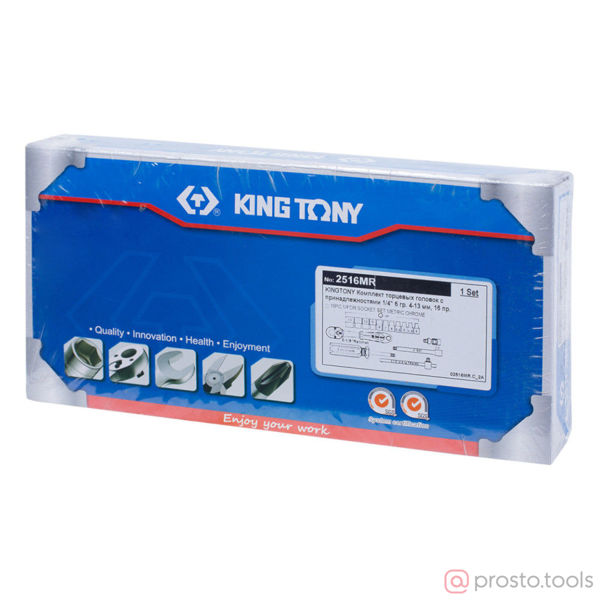 Изображение Набор головок 1/4" 4-13 мм 6-гран. 16 предметов //KING TONY
