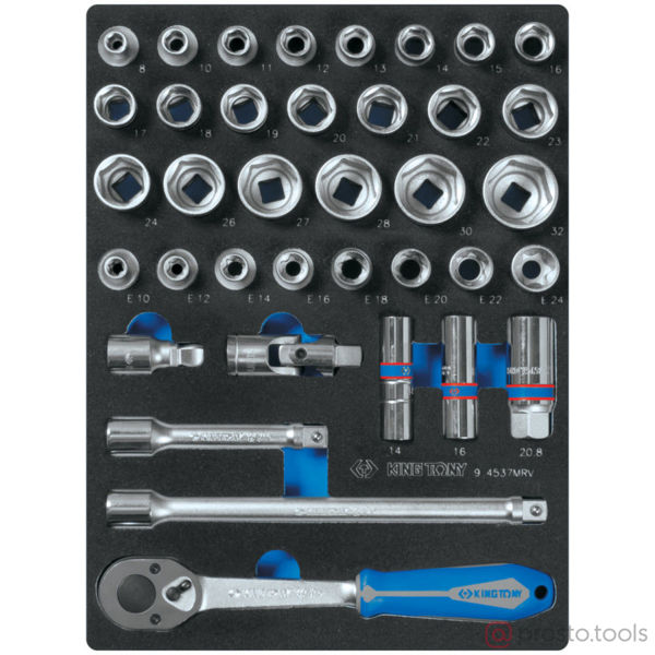 Изображение Набор головок 1/2" 8-32 мм 6-гран. 37 предметов //KING TONY
