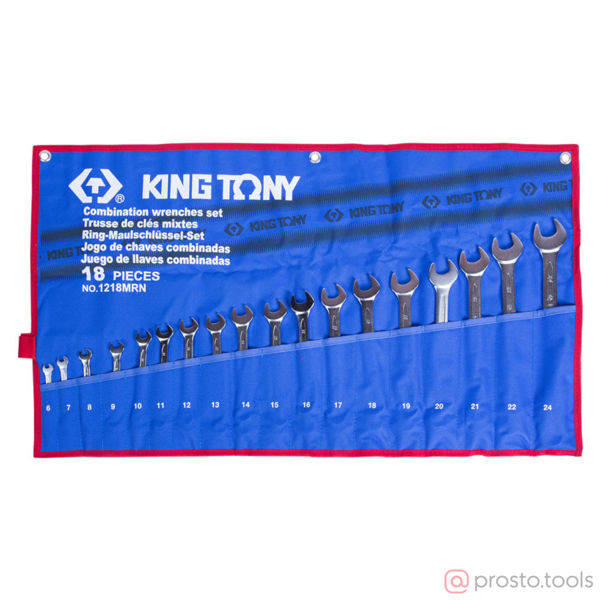 Изображение Набор ключей комб. 6-24мм 18шт. чехол из теторона //KING TONY