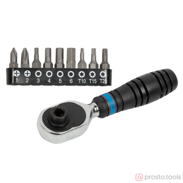 Изображение Набор вставок (бит) с трещоткой 1/4" TORX, HEX, PH, 10 пред. (KING TONY)