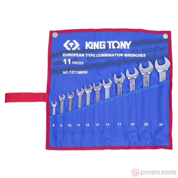 Изображение Набор ключей комб. 8-24мм 11шт. чехол из теторона //KING TONY