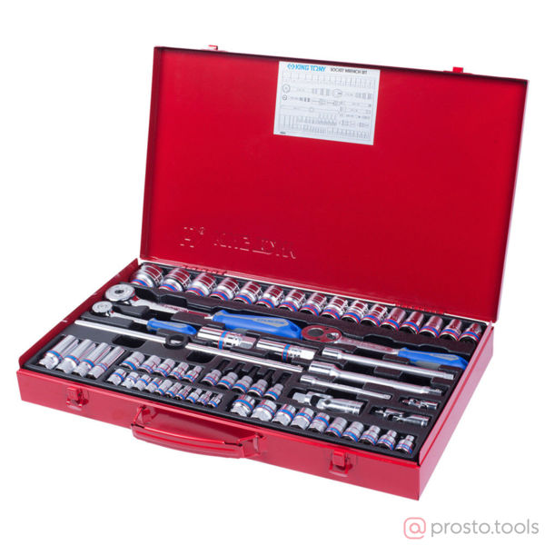 Изображение Набор головок 1/2"&3/8"&1/4" 4-32 мм 6-гран. 62 пр. //KING TONY