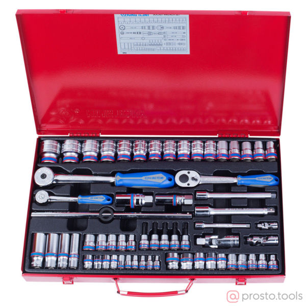 Изображение Набор головок 1/2"&3/8"&1/4" 4-32 мм 6-гран. 62 пр. //KING TONY