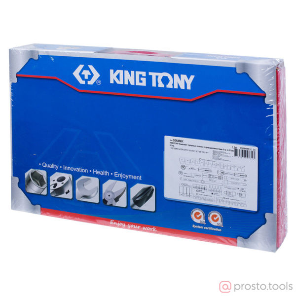 Изображение Набор головок 1/2"&3/8"&1/4" 4-32 мм 6-гран. 62 пр. //KING TONY