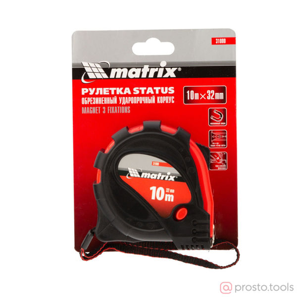 Изображение Рулетка 10м*32мм Status magnet fixations //MATRIX