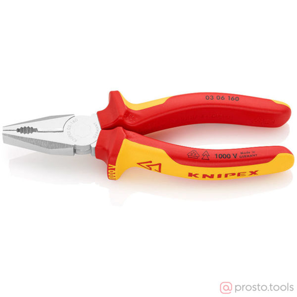 Изображение Плоскогубцы 160 мм до 1000В хромированные //KNIPEX