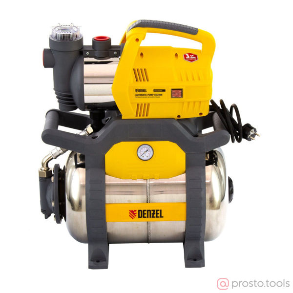 Изображение Насосная станция PSХ950X, 950 Вт, 3300 л/ч, ресивер 24 л, подъем 38 м, нержавейка// Denzel