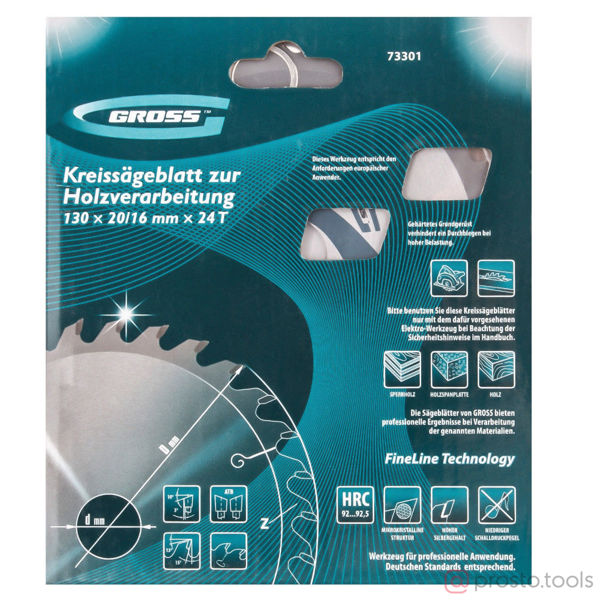 Изображение Диск пильный 130х20/16 z24 //GROSS