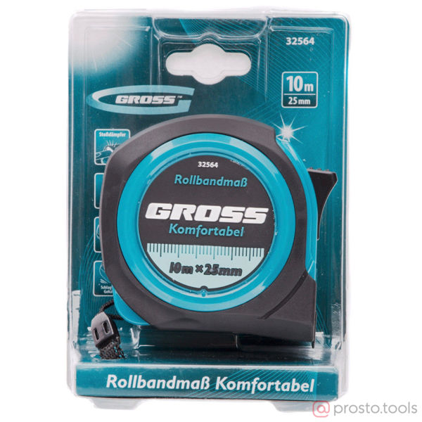 Изображение Рулетка 10м*25мм Komfortabel, обрезиненный корпус //GROSS