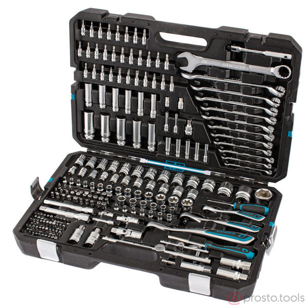 Изображение Набор инструмента 216 пр. пласт. кейс 1/2", 3/8", 1/4" (GROSS)