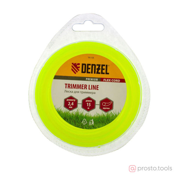 Изображение Леска для триммера 2,4мм 15м круглая FLEX CORD //DENZEL