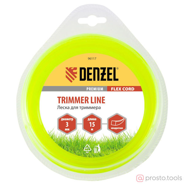 Изображение Леска для триммера 3,0мм 15м квадратная FLEX CORD //DENZEL