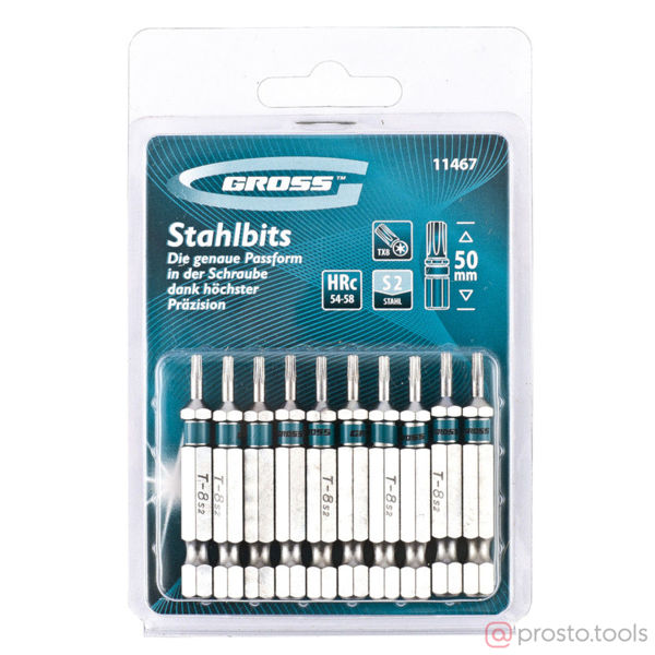 Изображение Набор бит TORX 8х50, сталь S2, 10 шт.// Gross