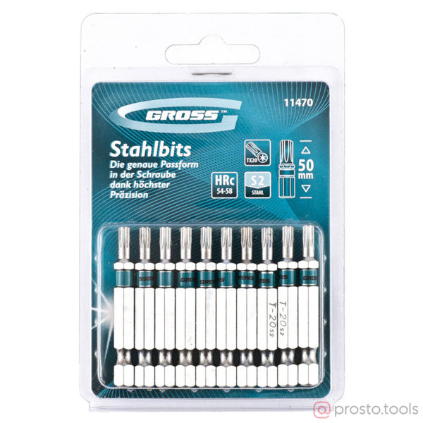 Изображение Набор бит TORX 20х50, сталь S2, 10 шт.// Gross