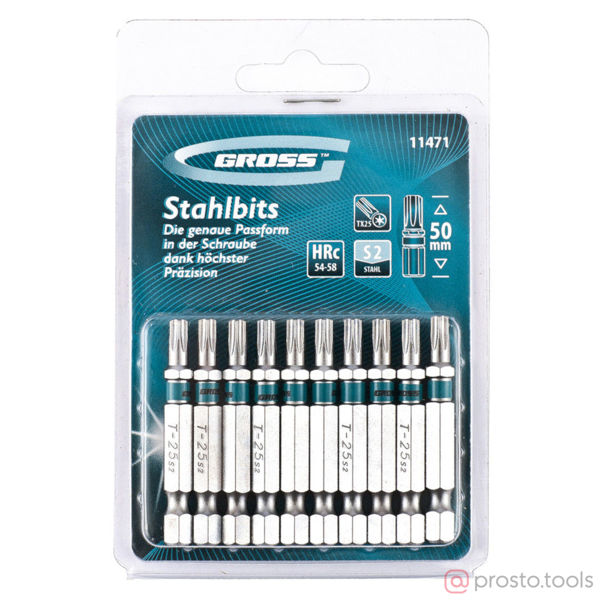 Изображение Набор бит TORX 25х50, сталь S2, 10 шт.// Gross