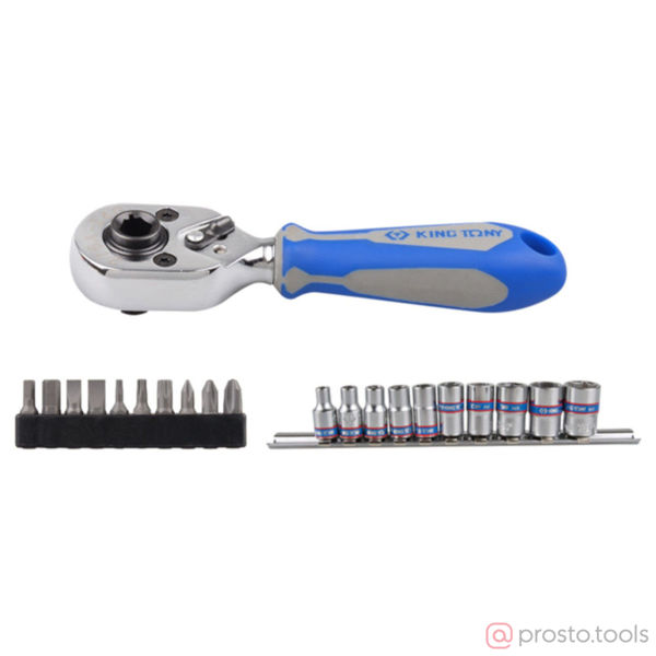 Изображение Набор вставок (бит) и головок с трещоткой 1/4", TORX, HEX, PH, 21пр. //KING TONY