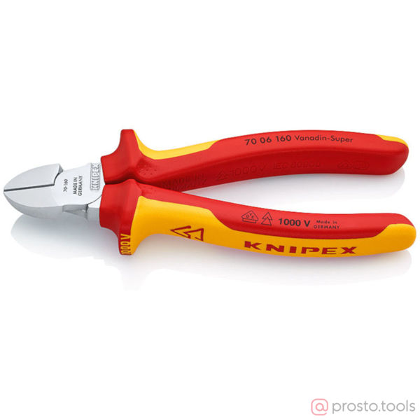 Изображение Кусачки боковые 160 мм до 1000В хромированные //KNIPEX
