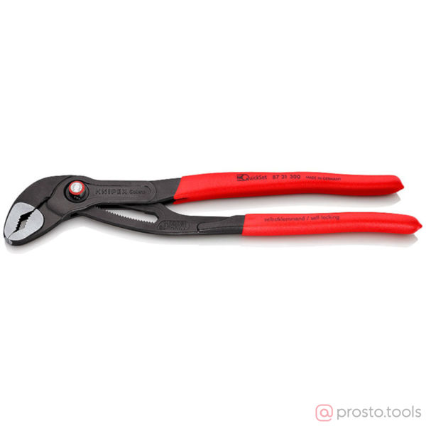 Изображение Клещи переставные 300мм Cobra QuickSet фосфатированные, серого цвета //KNIPEX