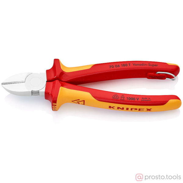 Изображение Кусачки боковые 180 мм до 1000В хромированные //KNIPEX