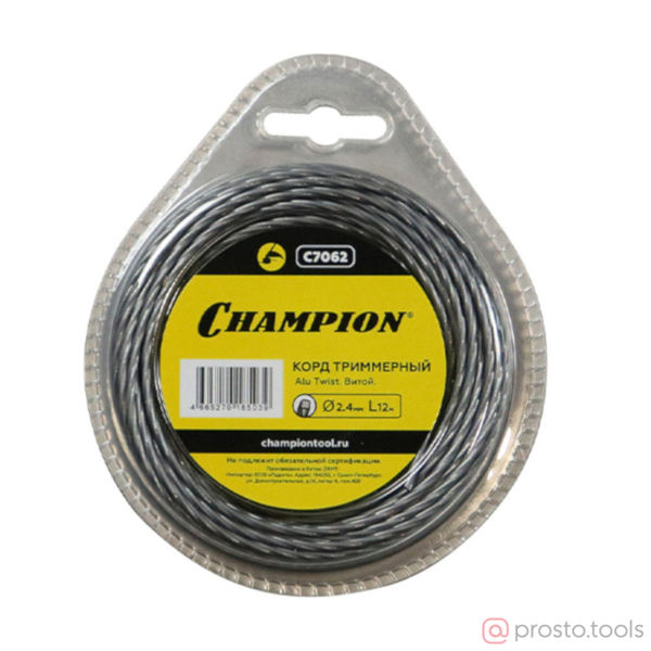 Изображение Леска для триммера 2,4мм 12м витой Alu Twist CHAMPION