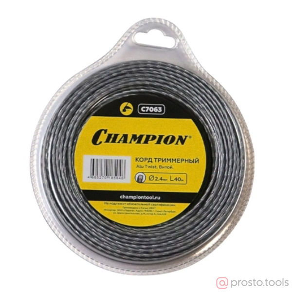 Изображение Леска для триммера 2,4мм 40м витой Alu Twist CHAMPION