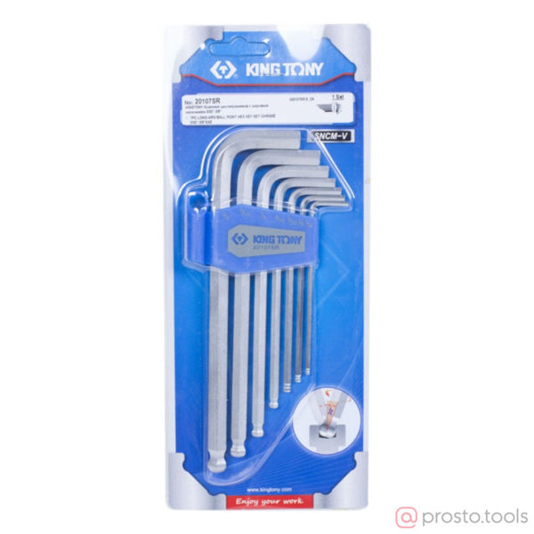 Изображение Набор ключей имбусовых HEX 3/32"-3/8" 7шт. с шарововым окончанием (KING TONY)