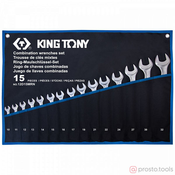Изображение Набор ключей комб. 6-24мм, чехол из теторона, 13 предметов //KING TONY