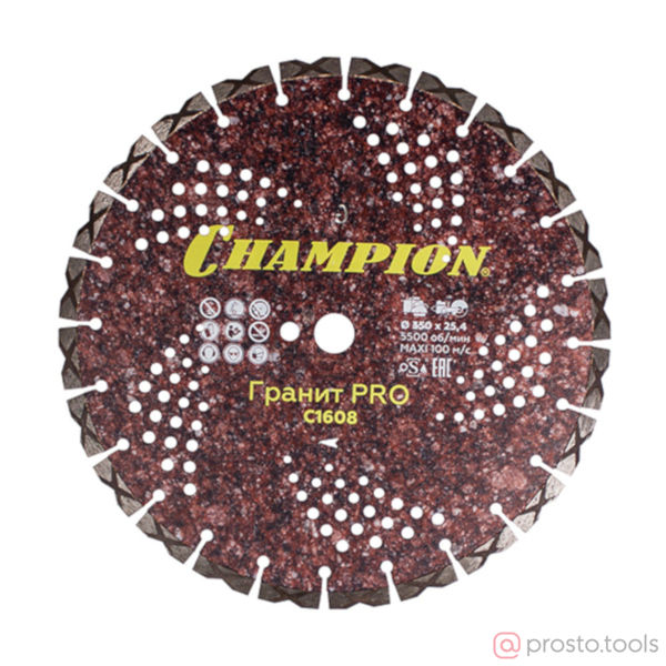 Изображение Диск алмазный CHAMPION гранит PRO 350/25,4/10 Laser Granitek (гранит твёрдый)