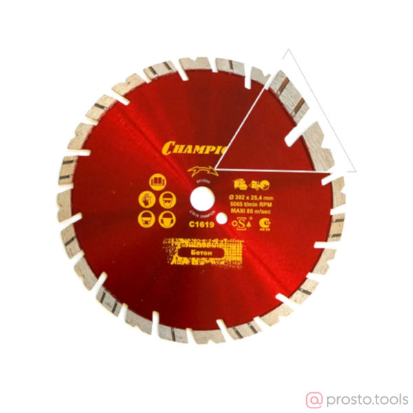 Изображение Диск алмазный CHAMPION универсальный ST 230/22,23/12 Fast Gripper (бетон, кирпич, тротуарная плитка)