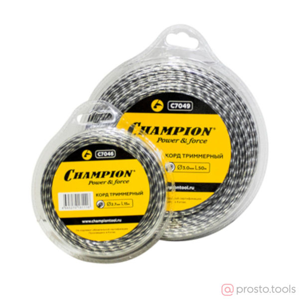 Изображение Леска для триммера 2,0мм 15м витой Tri-twist //CHAMPION