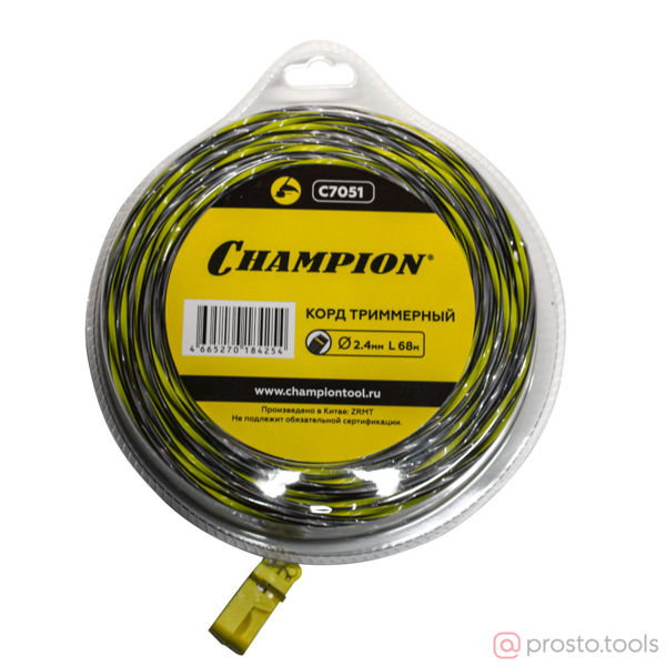 Изображение Леска для триммера 2,4мм 68м витой квадрат Tornado //CHAMPION