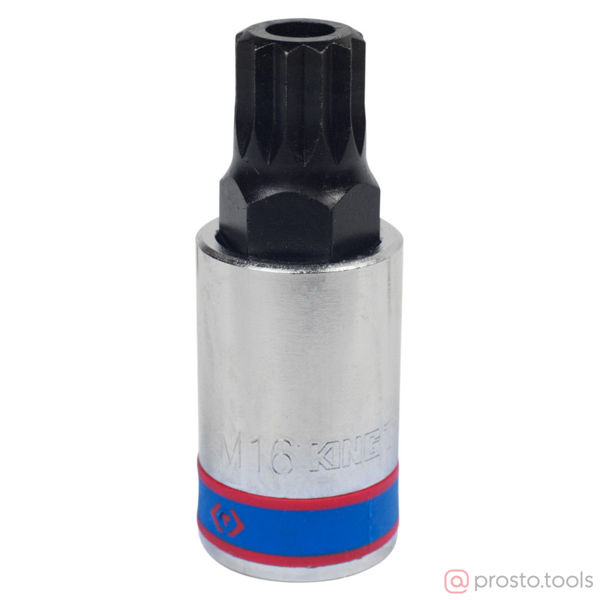 Изображение Головка ударная 1/2" M16 SPLINE L= 66мм с отверстием (KING TONY)