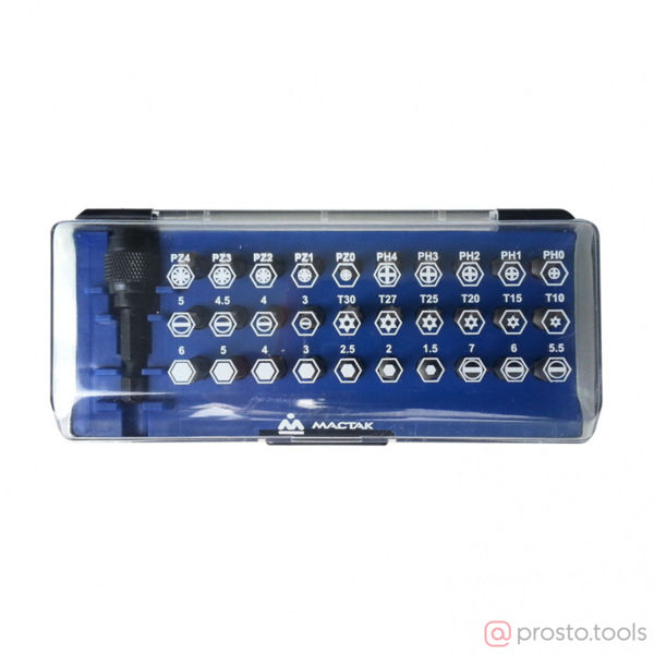 Изображение Набор вставок (бит) 1/4" TORX, HEX, PZ, PH, SLOT, 31пр. //МАСТАК