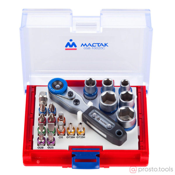 Изображение Набор вставок (бит) 1/4" TORX, HEX, PZ, PH, SLOT, 20пр. //МАСТАК