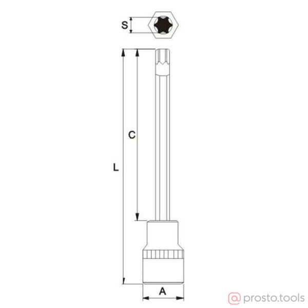 Изображение Головка со вставкой TORX 1/2" T55 длина 200мм //JTC