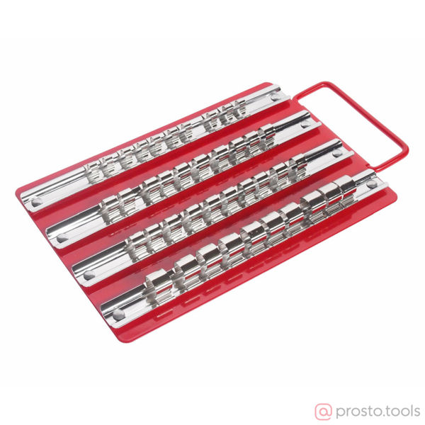 Изображение Лоток с реечными держателями головок (1/4" х 10шт, 3/8" х 20шт, 1/2" х 10шт) 250х150мм JTC /1/40