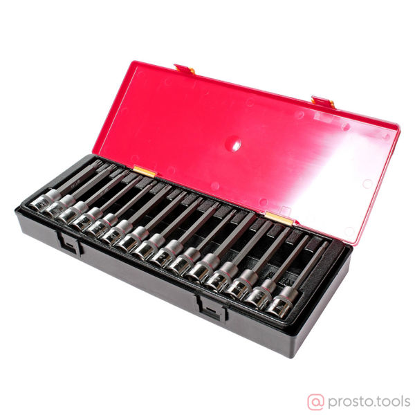 Изображение Набор головок с насадкой TORX, HEX, SPLINE 1/2" (в кейсе) 15шт JTC /1