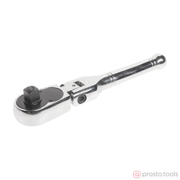 Изображение Трещотка укороченная 3/8" 45-зубцовая на шарнире с фиксацией, с металлической рукояткой, длина 162мм