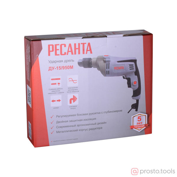Изображение Электродрель ударная 950Вт ДУ-15/950М //РЕСАНТА