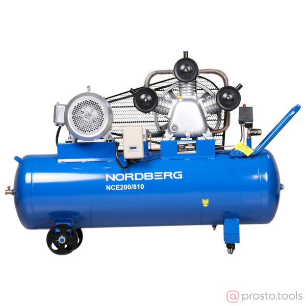Изображение Компрессор ременной NCE200/810 3-х поршн. чугунная головка, 380В, ресив. 180л, 800л/мин //NORDBERG