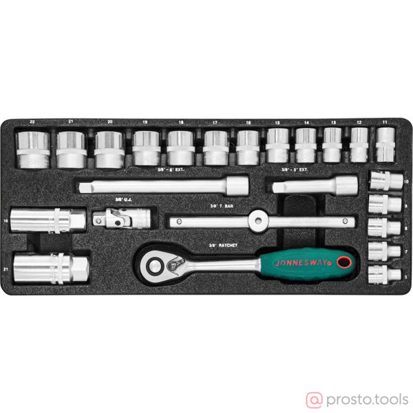 Изображение Набор головок 3/8" 6-22 мм 6 гран. 25 пред. S04H3125S //JONNESWAY