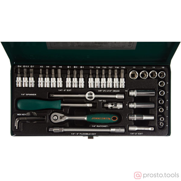 Изображение Набор головок 1/4" 4-13 мм 6 гр. 41 пред. S04H2141S //JONNESWAY