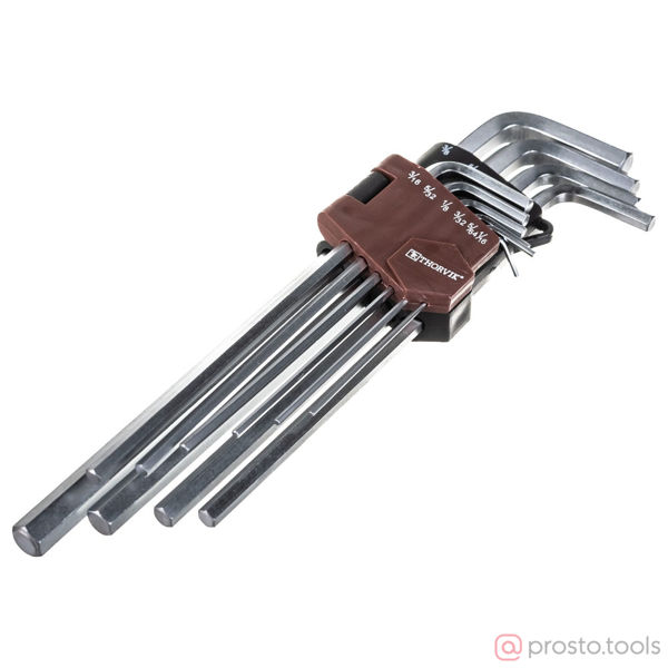 Изображение Набор ключей имбусовых HEX 1/16"-3/8" 10шт. удлиненные HKIL10S //THORVIK