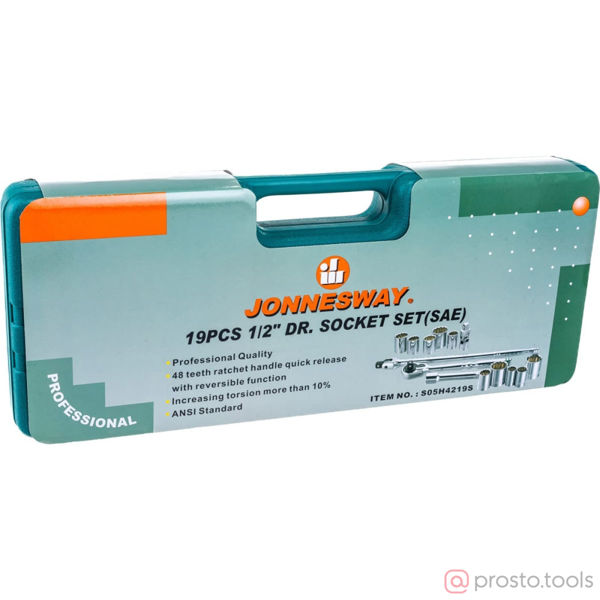 Изображение Набор головок 1/2" 3/8"-1-1/4" 6 гр. 19пред. S05H4219S //JONNESWAY
